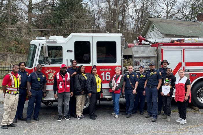 American Red Cross of Georgia pictured with the City of Atlanta Fire Department in a March 2024 photo as they collaborated in securing homes with fire alarms.
