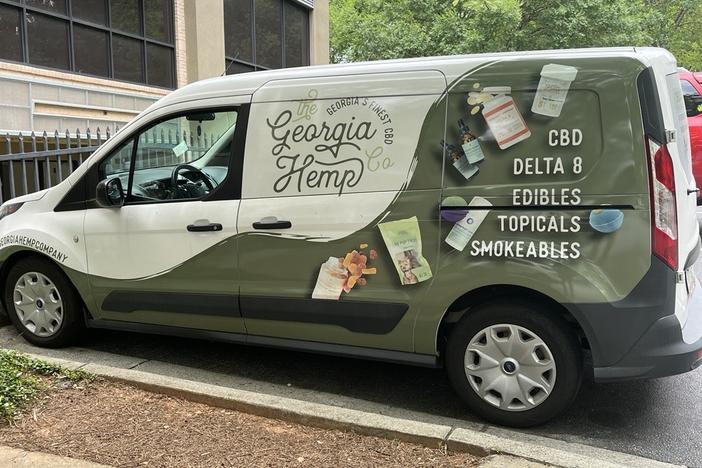 The Georgai Hemp Company van advertises products the business sells outside of a location in Sandy Springs. 