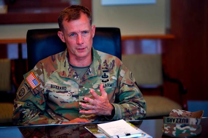 Maj. Gen. Curtis A. Buzzard, the Maneuver Center of Excellence and Fort Moore commanding general, sat down for interviews with local media outlets July 2, 2024 to talk about a variety of topics, including his time at Ft. Moore, Georgia.