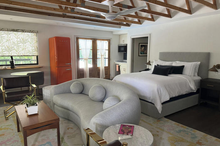 The suite Francis Ford Coppola stayed in at The All-Movie Hotel during the production of "Megalopolis," is shown on Monday, July 15, 2024, in Peachtree City, Ga. The hotel is a mixed-use property for production companies and tourists excited about film. 
