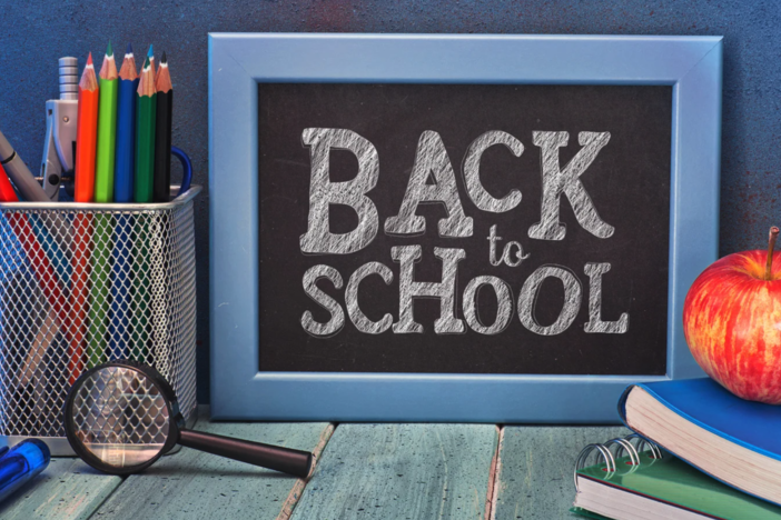 back to school on chalk board