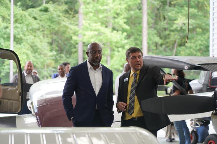 Sen. Warnock visited Savannah Tech on July 25, 2024, to meet with the new generation of aviation workers. (Senator Reverend Warnock/Twitter)