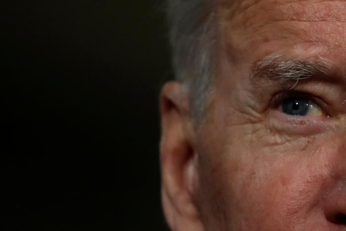 A close-up of President Biden's face