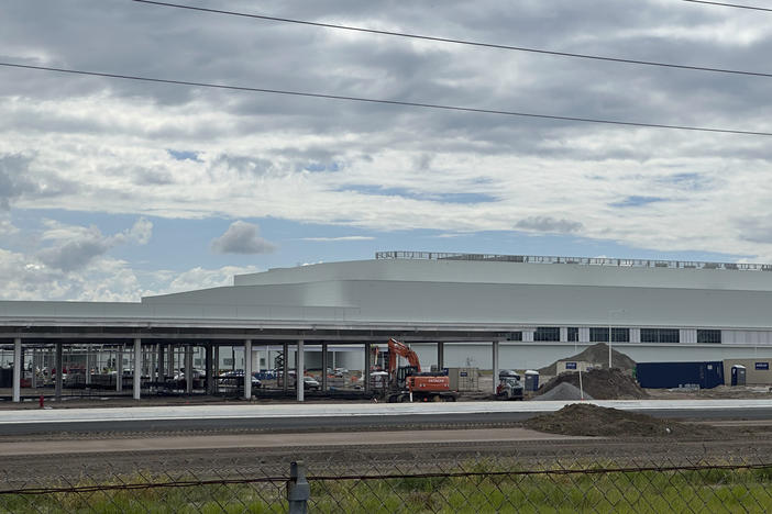 Construction continues at Hyundai's $7.6 billion electric vehicle plant in Ellabell, Ga., Monday, Aug. 26, 2024. 