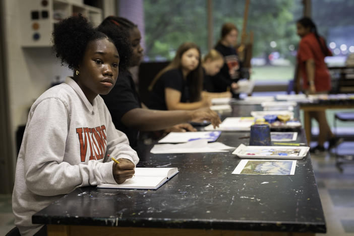 Zo’e Johnson, 13, attends art class at First Presbyterian Day School. It was among the hundreds of private schools that opened during desegregation as white children fled the arrival of Black students.