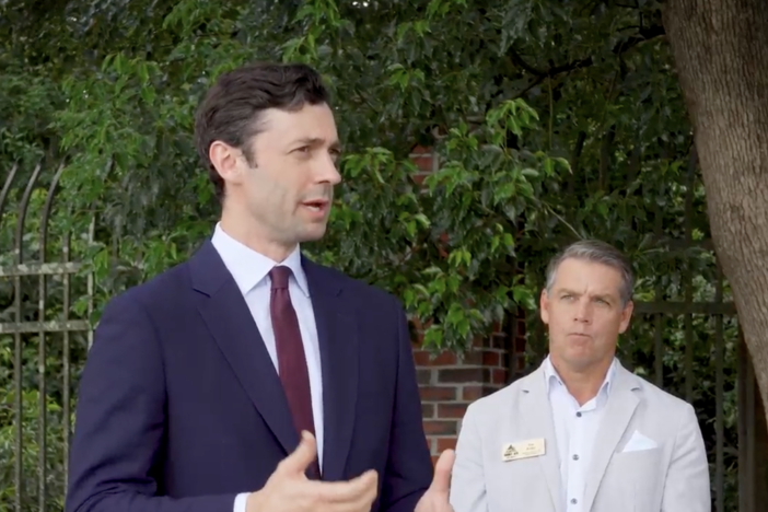 U.S. Sen. Jon Ossoff (left) is pictured at Moody Air Force Base near Valdostas, Ga. on Aug. 15, 2024.