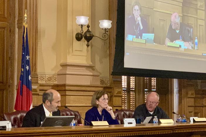  The Georgia Election Board’s three Republican members voted 3-2 Wednesday to reinvestigate Fulton County over election rules infractions related to the 2020 presidential election. Board Chairman John Fervier, left, on Wednesday warned conservative board members Janice Johnston, middle, and Rick Jeffares, that reopening case could violate state law. Stanley Dunlap/Georgia Recorder 