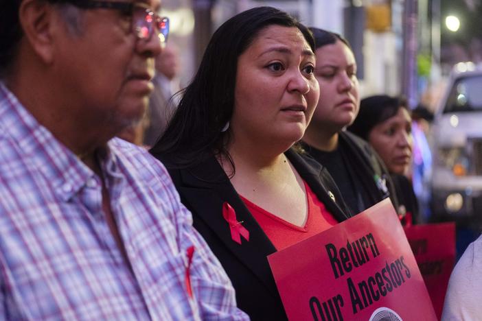 Muscogee Nation Secretary of Culture and Humanities Raelynn Butler outside the 11th Circuit Court of Appeals in Atlanta, before a hearing in the case between the Muscogee Nation and the Poarch Band of Creek Indians. 
