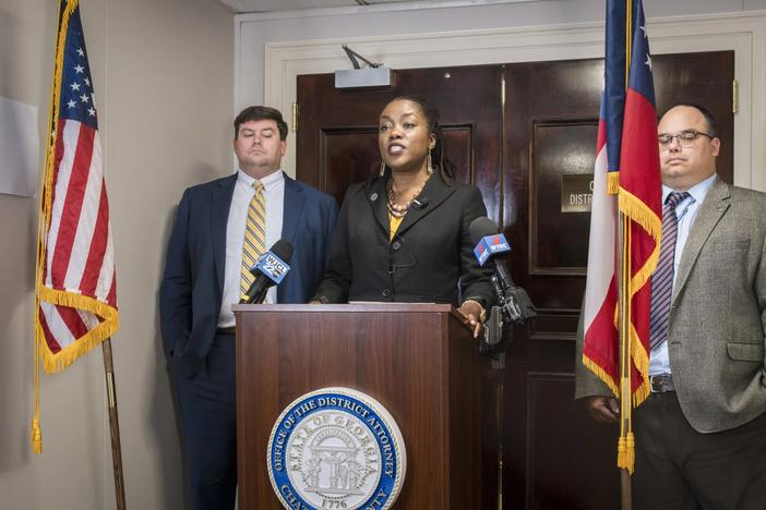 Chatham County District Attorney, Shalena Cook Jones speaks at a press conference at the Chatham County Courthouse on September 25, 2024 in Savannah, GA. During the press conference the District Attorney announced the indictment of former Savannah Police officer Ernest Ferguson, Jr. in the shooting death of 31-year-old Saudi Lee.(Credit: Justin Taylor/The Current) Credit: Justin Taylor/The Current