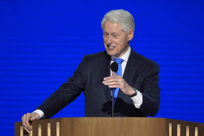 Former President Bill Clinton speaks during the Democratic National Convention Wednesday, Aug. 21, 2024, in Chicago. (AP Photo/J. Scott Applewhite)