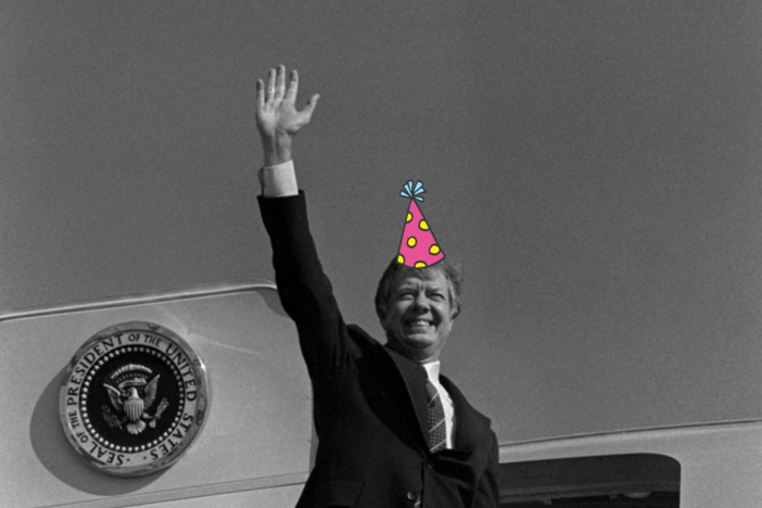 Jimmy Carter with birthday hat
