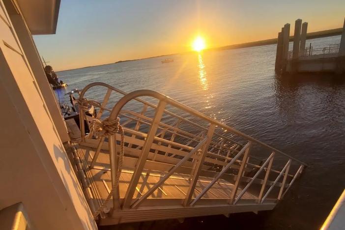 The sun sets on Sapelo after a ferry dock collapse left 7 dead on Oct. 19, 2024. Credit: Jazz Watts