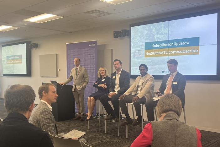 Sharon Gay, Atlanta City Councilmember Amir Farokhi, Developer Michael Green, and Stitch Development Manager Jack Cebe spoke on a panel and answered questions from the public about the project on October 23, 2024