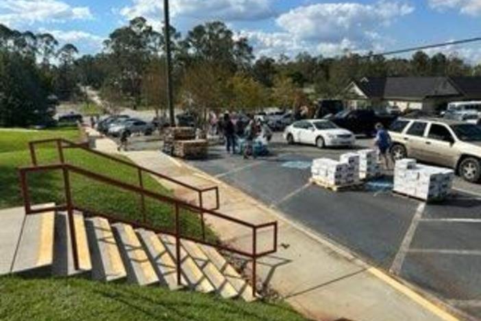  Storm aid goods are loaded at Douglas First Methodist Church. Photo courtesy Douglas First Methodist Church