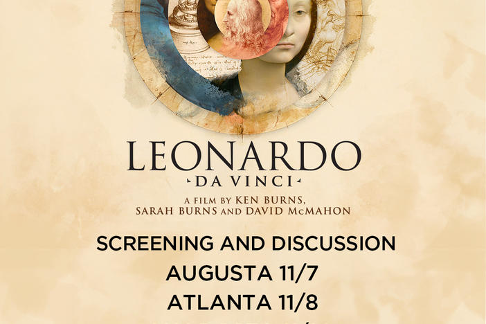 Concentric circles with art by Leonardo Da Vinci in the rings 