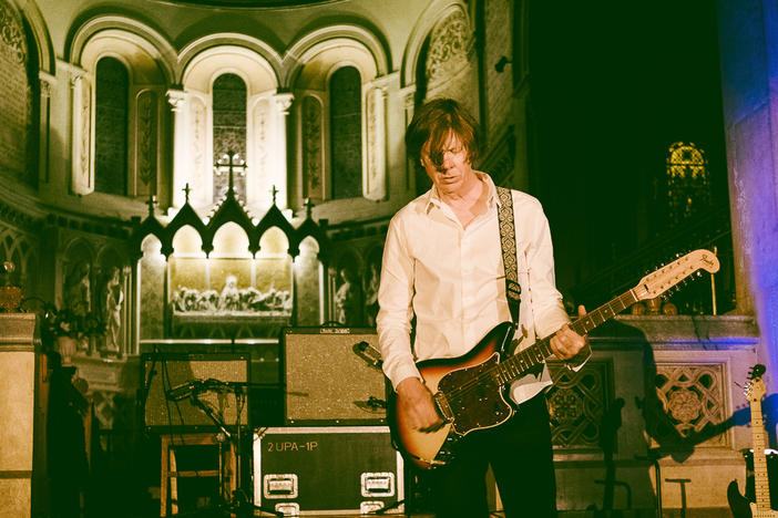 Thurston Moore performs in a church in this undated photo.