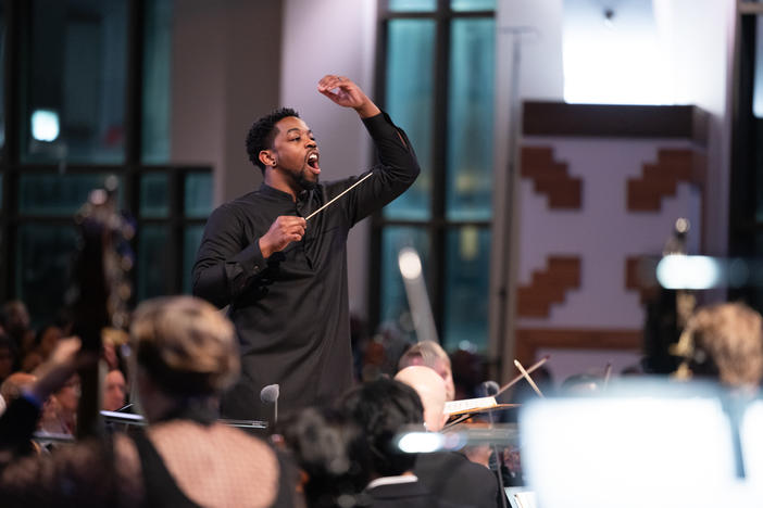 Conductor Jonathan Taylor Rush is pictured during the King Celebration Concert at Ebenezer Baptist Church on Jan.4, 2025