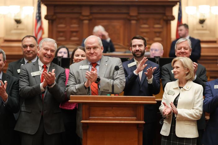 Georgia representatives gathered on the House floor to celebrate the University of Georgia’s 240th birthday. (Georgia House)
