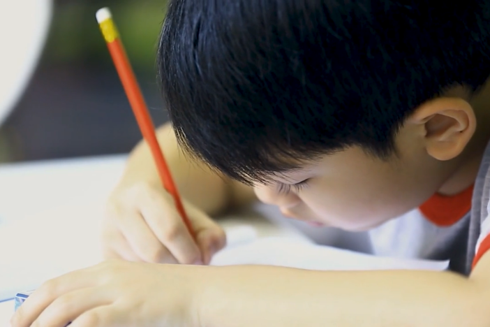 student writing