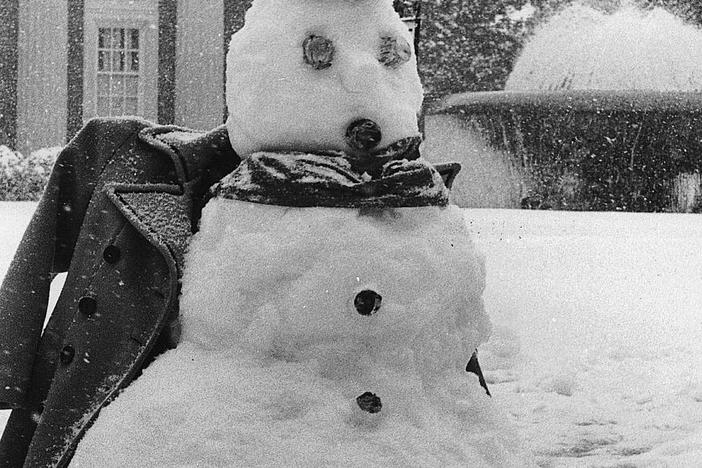 The great snow storm of 1973 began February 9 and dumped fourteen inches of snow on Columbus, Georgia before it was over. This is a snowman on the grounds of First Baptist Church in Columbus. Ledger-Enquirer file photo