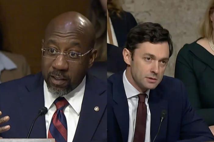 Georgia U.S. Senators Raphael Warnock (left) and Jon Ossoff (right). (Screenshots)