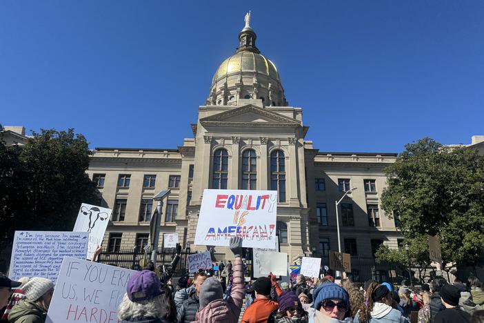 Protestors outside the state Capitol in Atlanta, Georgia.