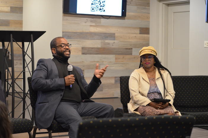 Community Action NOW! founder Iffat Walker with James Washington, research administrator at Morehouse School of Medicine.
