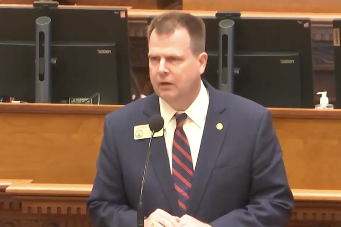 Georgia Rep. Lehman Franklin (R-Statesboro) presented legislation to the House Floor on Thursday, February 27, 2025, that would give Georgians the right to access IVF treatment, which is a personal matter to Franklin and his family. Credit: Screenshot