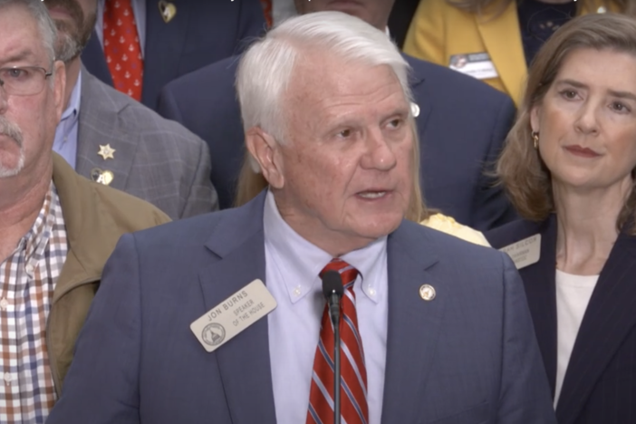 Georgia Speakers of the House Jon Burns introduced the Georgia school safety measures legislation at a press conference on Monday, February 4, 2025. Screenshot