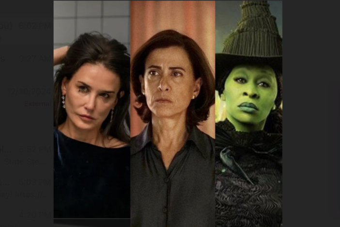 Actresses Demi Moore (left), Fernanda Torres (center) and Cynthia Erivo (right) are among the nominees for Actress in a Leading Role at the 2025 Academy Awards.