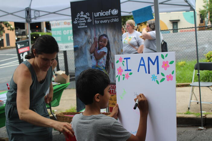 decatur child at a unicef cfci event