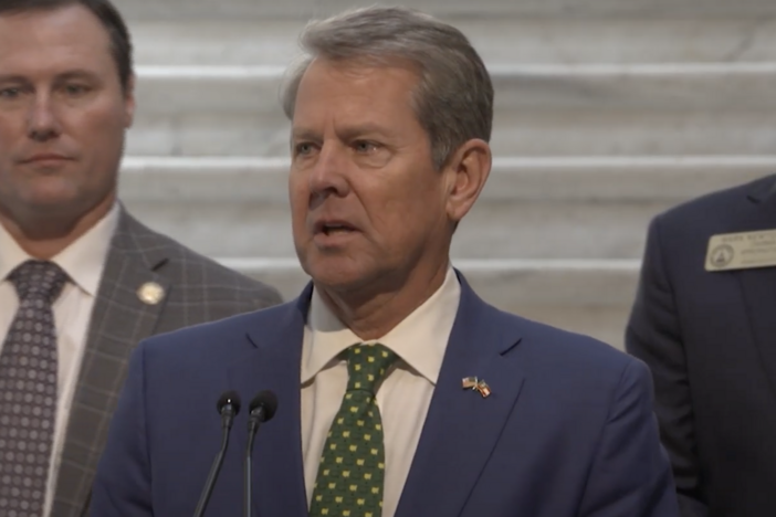 Gov. Brian Kemp praised both chambers’ efforts in passing the tort reform legislation at the Capitol on Friday, March 21, 2025, after it passed in the Senate. Credit: Screenshot