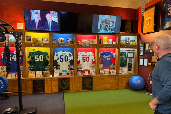 Bill Curry memorabilia inside Attorney Pete Wellborn's office