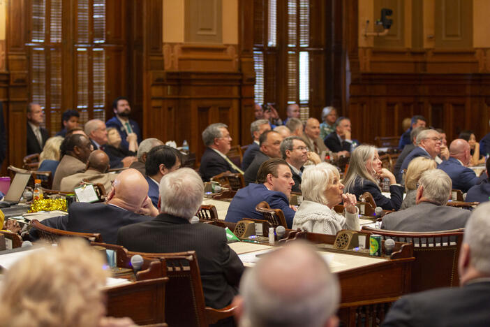 Lawmakers in the Georgia House react to the vote in SB 68, which passed 91 to 82 on March 20, 2025, with a handful of representatives crossing party lines in their vote on the legislation.