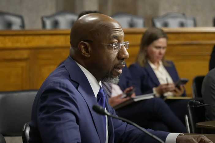 Georgia U.S. Senator Raphael Warnock pictured at the Senate Banking Subcommittee on Financial Institutions and Consumer Protection on February 26, 2025, to highlight the importance of the Consumer Financial Protection Bureau. Credit: Senator Raphael Warnock