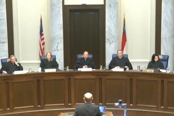 Attorney Philip Thompson argues his case in front of the Georgia Supreme Court April 16, 2025. Credit: Screenshot from https://www.gasupreme.us/oa-april-16-2025/