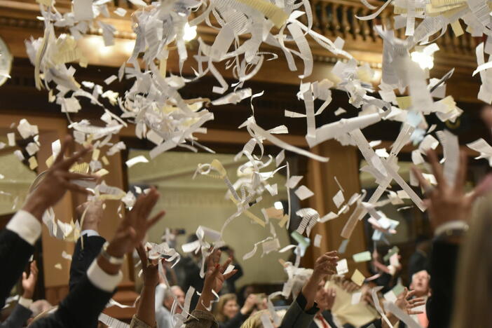 House lawmakers celebrated the end of the 2025 session by ripping up and tossing paper in the air after the Senate had already said peace out to making laws. 