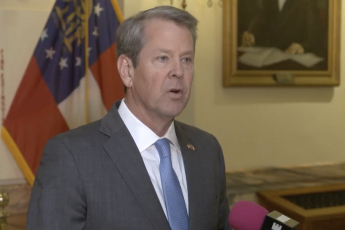 Georgia Gov. Brian Kemp speaks at the Capitol after signing the Religious Freedom Restoration Act on Friday, April 4, 2025. Based on federal law by the same name, SB 36 prevents state and local governments from impeding religious expression. Kemp said the step will ensure Georgia is "no place for hate." Credit: Screenshot