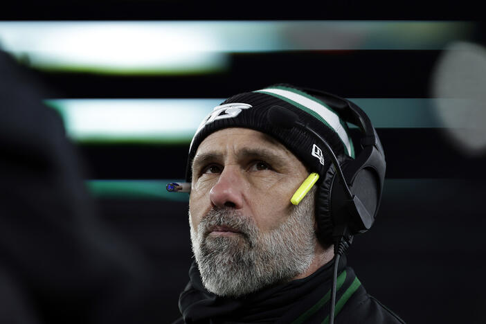 Jeff Ulbrich looks on during an NFL football game against the Miami Dolphins Sunday, Jan. 5, 2025, in East Rutherford, N.J. 
