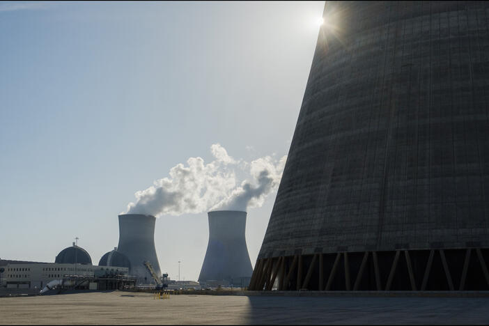 Units 1 and 2 of Georgia Power’s Plant Volte nuclear power plant, background, and one of the new new cooling towers brought online in 2024, foreground.
