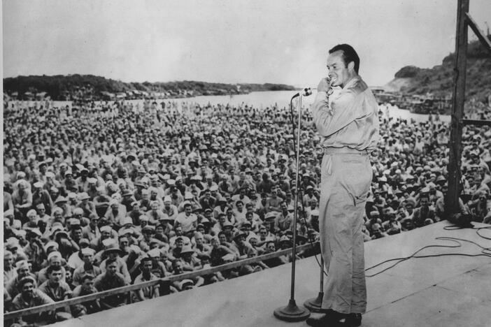 Bob Hope performing for troops during WWII.