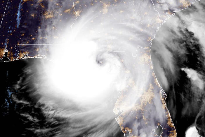 On Sept. 26, 2024, at 11:10 p.m. EDT, NOAA’s GOES East satellite captured Hurricane Helene making landfall near Perry, Florida, just east of the Aucilla River's mouth. With winds reaching 140 mph, the Category 4 storm ranks among the most powerful to strike the United States. 
