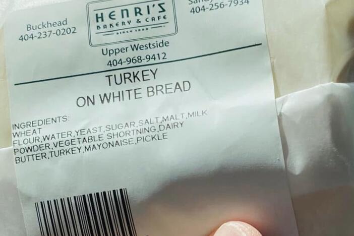 Henri's Bakery and Cafe Sandwich Label