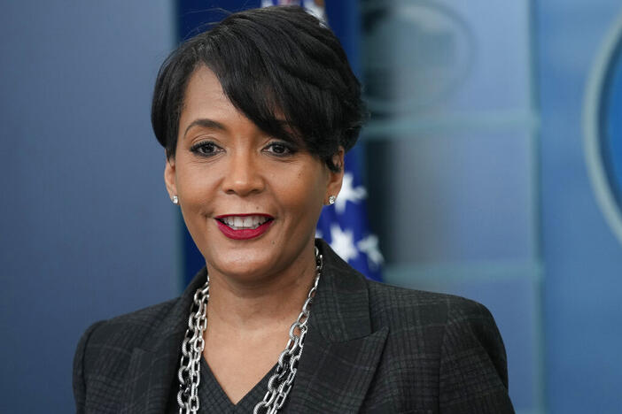 Senior Adviser to President Biden for Public engagement Keisha Lance Bottoms speaks during the daily briefing at the White House in Washington, Friday, Jan. 13, 2023. (AP Photo/Susan Walsh)
