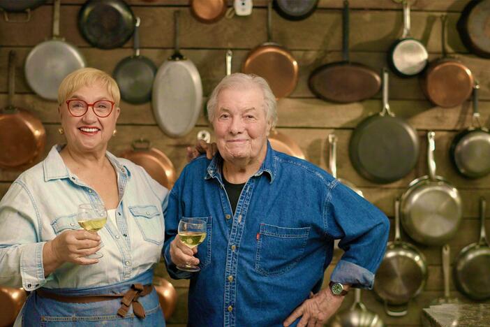 Lidia Bastianich and Jacques Pepin in Cooking with Legends.