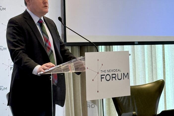 Georgia Rep. Scott Holcomb speaks at the NewDEAL Forum in Atlanta, May 5, 2025.