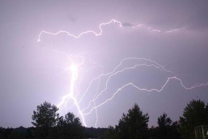 Lightning strikes in Monticello, Ga., are shown in this July 2008 photo.