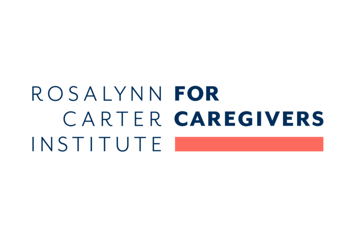 Text says Rosalynn Carter Institute for Caregivers in blue with red horizontal bar