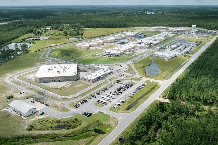 The Folkston ICE Processing Center and the D. Ray James Correctional Facility in Folkston, on July 2, 2025. Credit: Justin Taylor/The Current GA/CatchLight Local