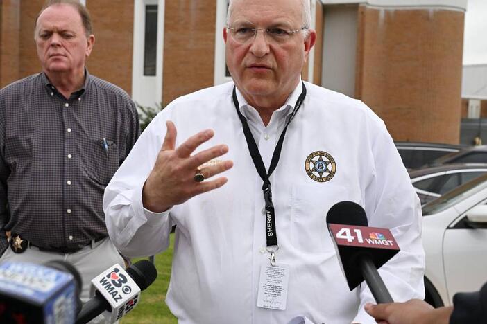 Bibb County Sheriff David Davis speaks to media outside of the Bibb County Law Enforcement Center on Wednesday, June 4, 2025, in Macon, Georgia. Davis shared details of an altercation at the Bibb County Jail that occurred Wednesday afternoon that left one inmate dead and four injured. Katie Tucker/The Telegraph